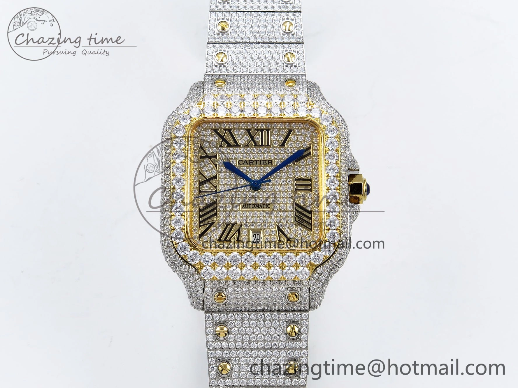 Santos De 40mm TWF 1:1 Best Edition YG Dial 904L SS YG Case and Bracelet A2824