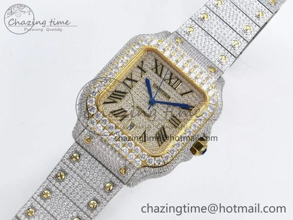 Santos De 40mm TWF 1:1 Best Edition YG Dial 904L SS YG Case and Bracelet A2824