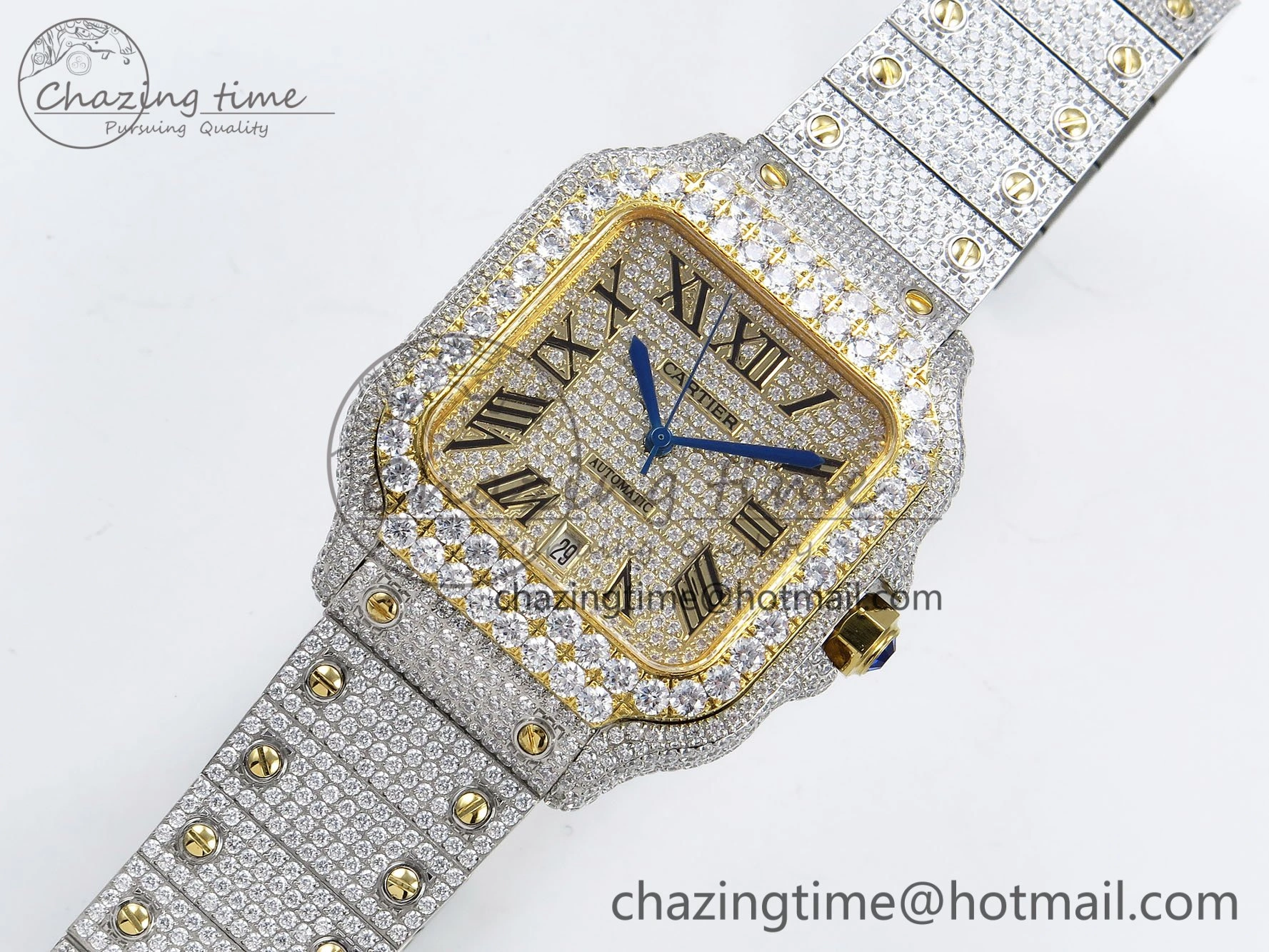 Santos De 40mm TWF 1:1 Best Edition YG Dial 904L SS YG Case and Bracelet A2824