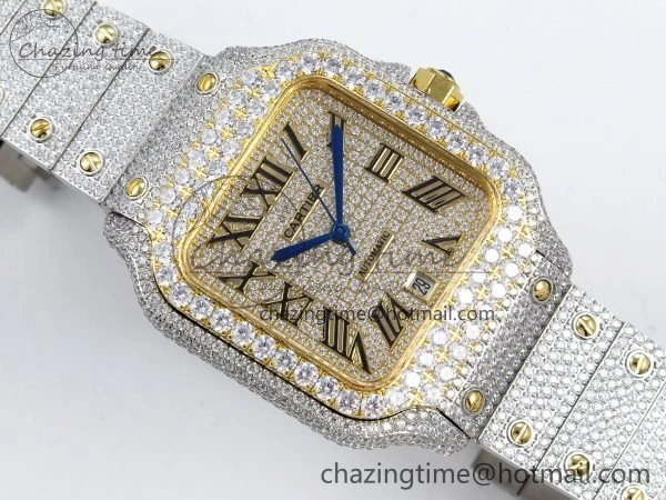 Santos De 40mm TWF 1:1 Best Edition YG Dial 904L SS YG Case and Bracelet A2824