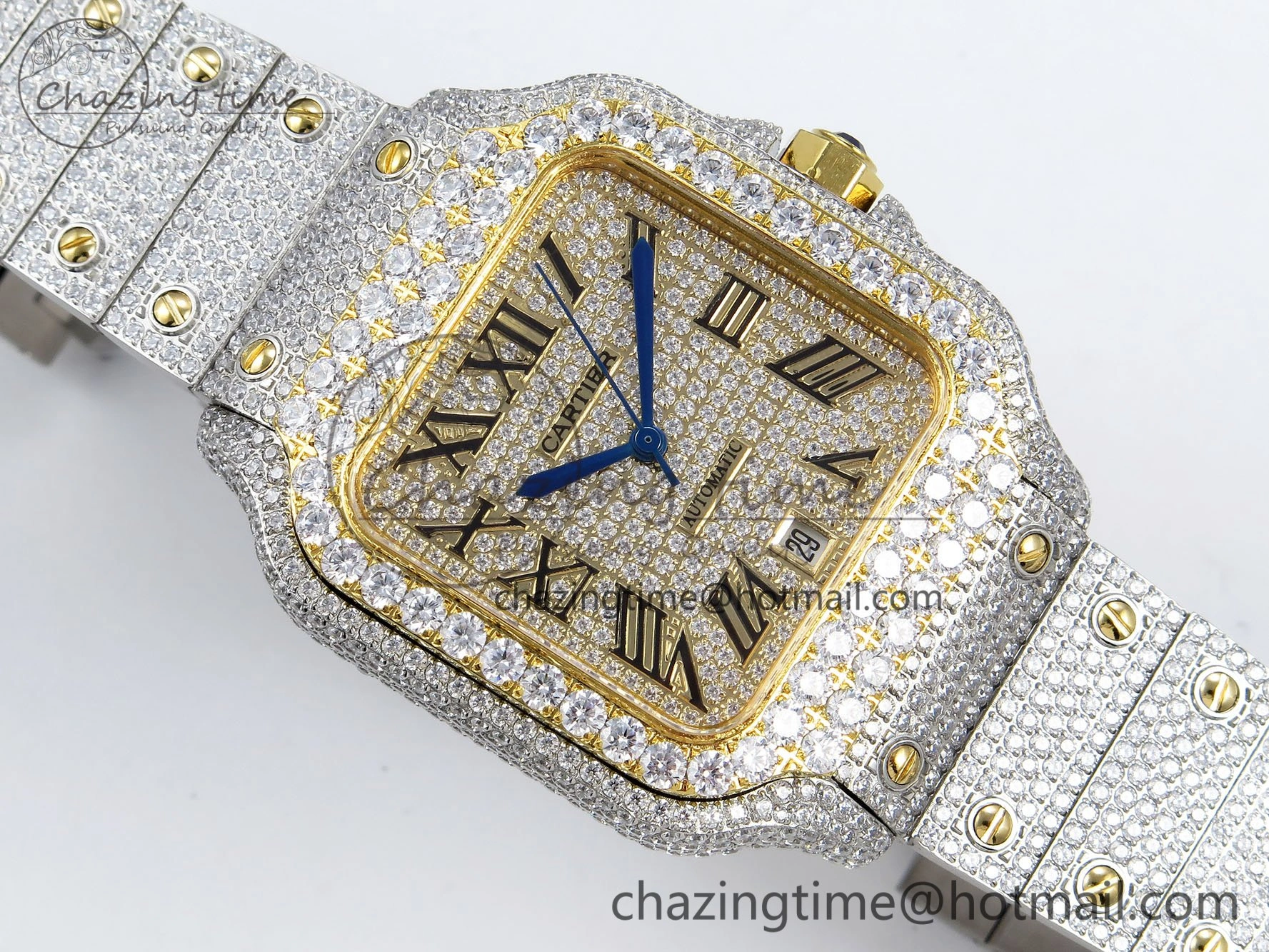 Santos De 40mm TWF 1:1 Best Edition YG Dial 904L SS YG Case and Bracelet A2824