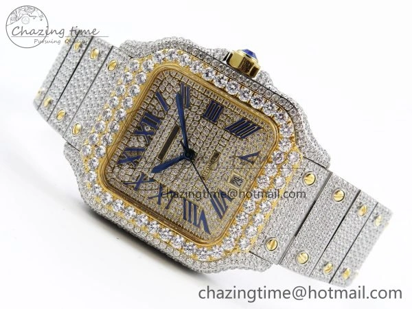 Santos De 40mm TWF 1:1 Best Edition YG Dial 904L SS YG Case and Bracelet A2824