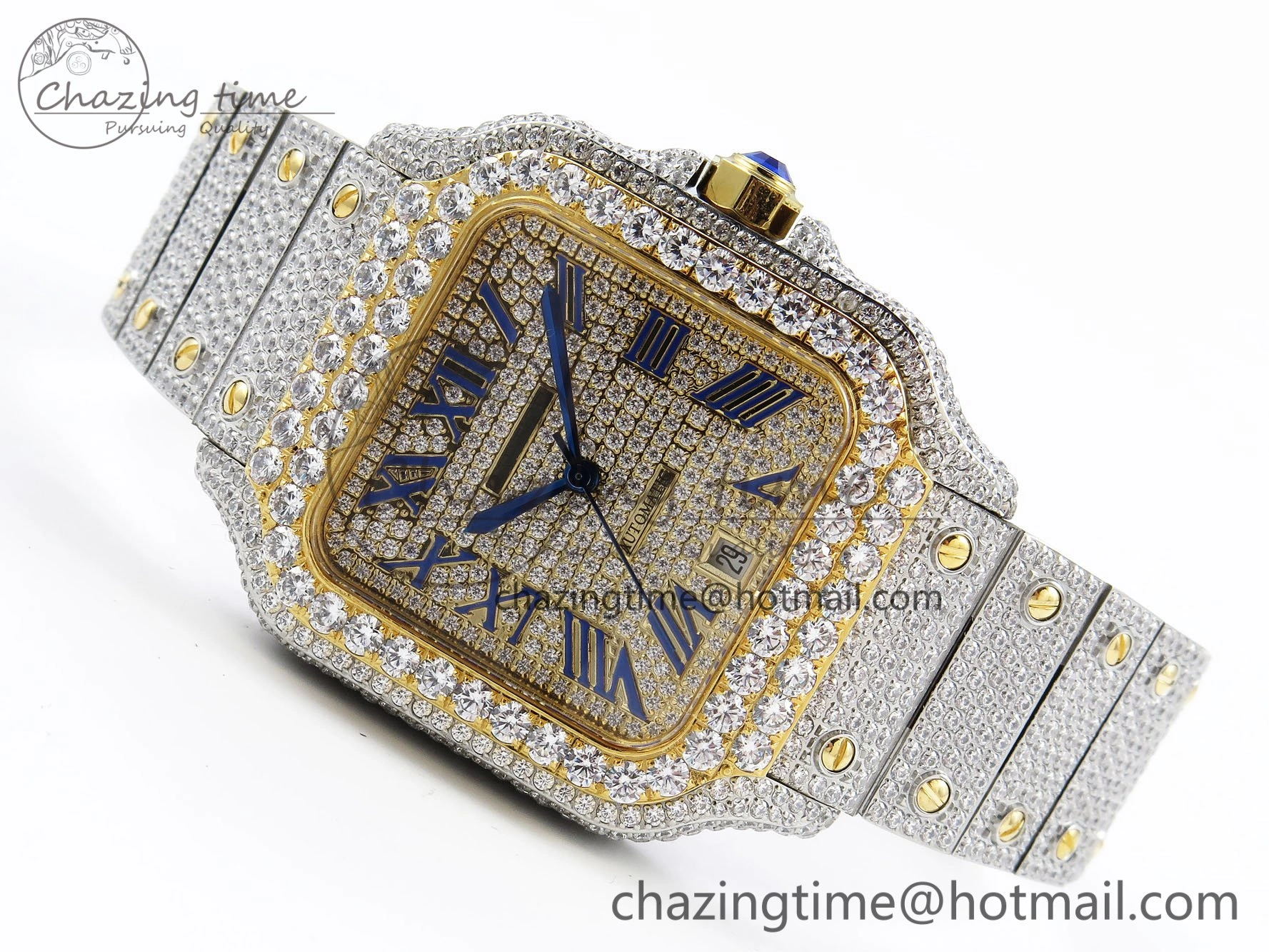 Santos De 40mm TWF 1:1 Best Edition YG Dial 904L SS YG Case and Bracelet A2824