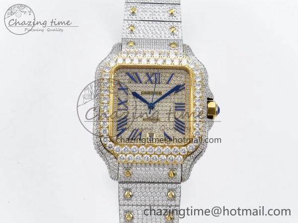 Santos De 40mm TWF 1:1 Best Edition YG Dial 904L SS YG Case and Bracelet A2824