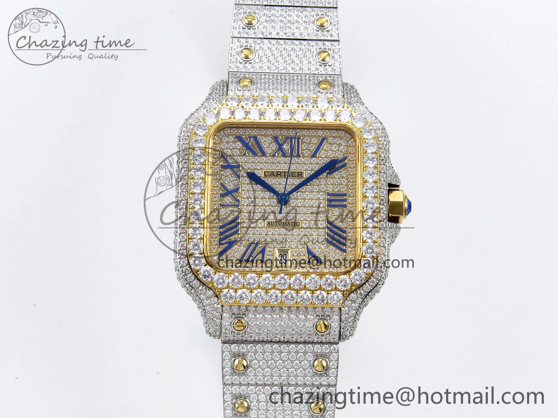 Santos De 40mm TWF 1:1 Best Edition YG Dial 904L SS YG Case and Bracelet A2824