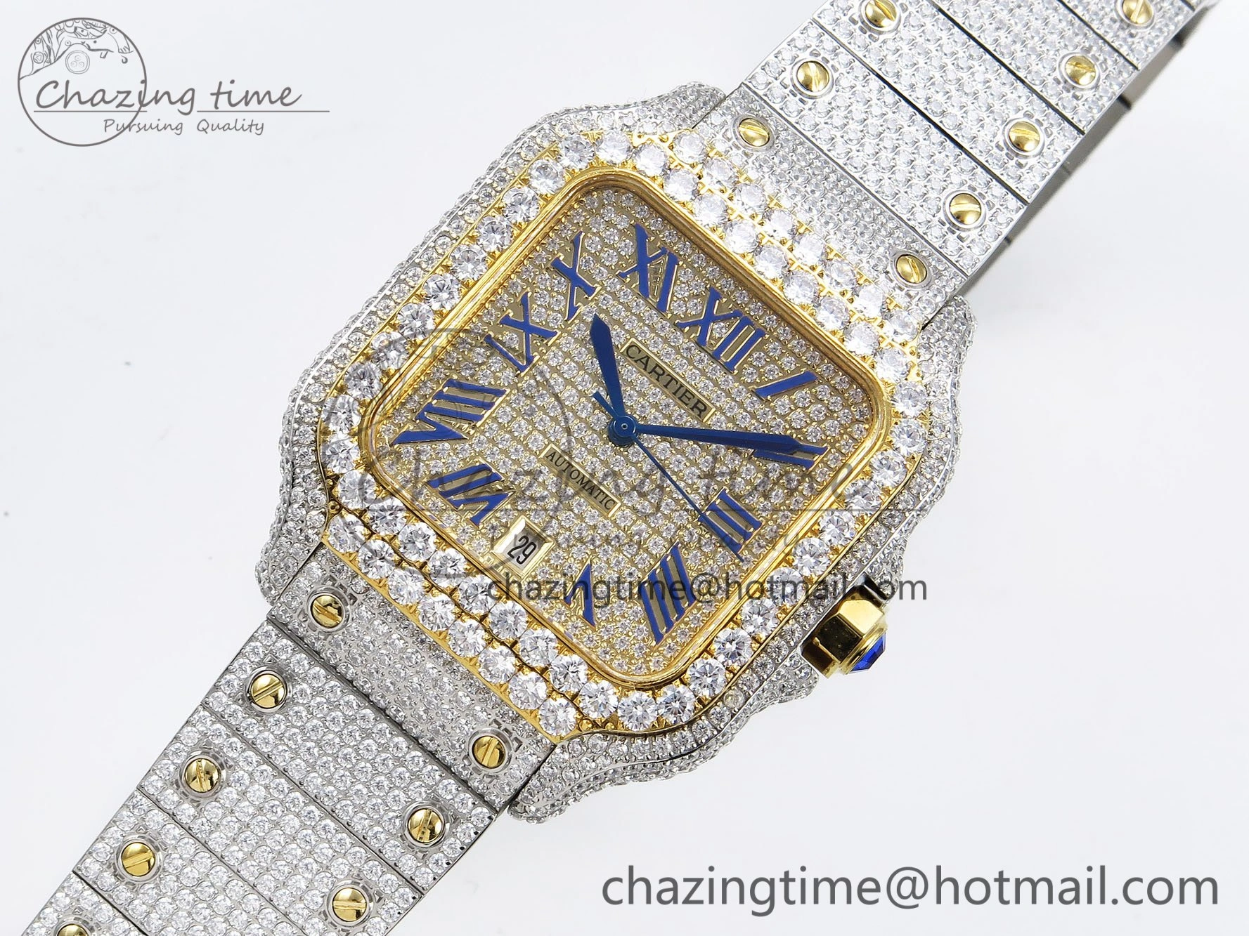 Santos De 40mm TWF 1:1 Best Edition YG Dial 904L SS YG Case and Bracelet A2824