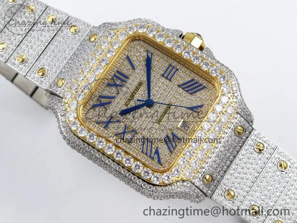 Santos De 40mm TWF 1:1 Best Edition YG Dial 904L SS YG Case and Bracelet A2824