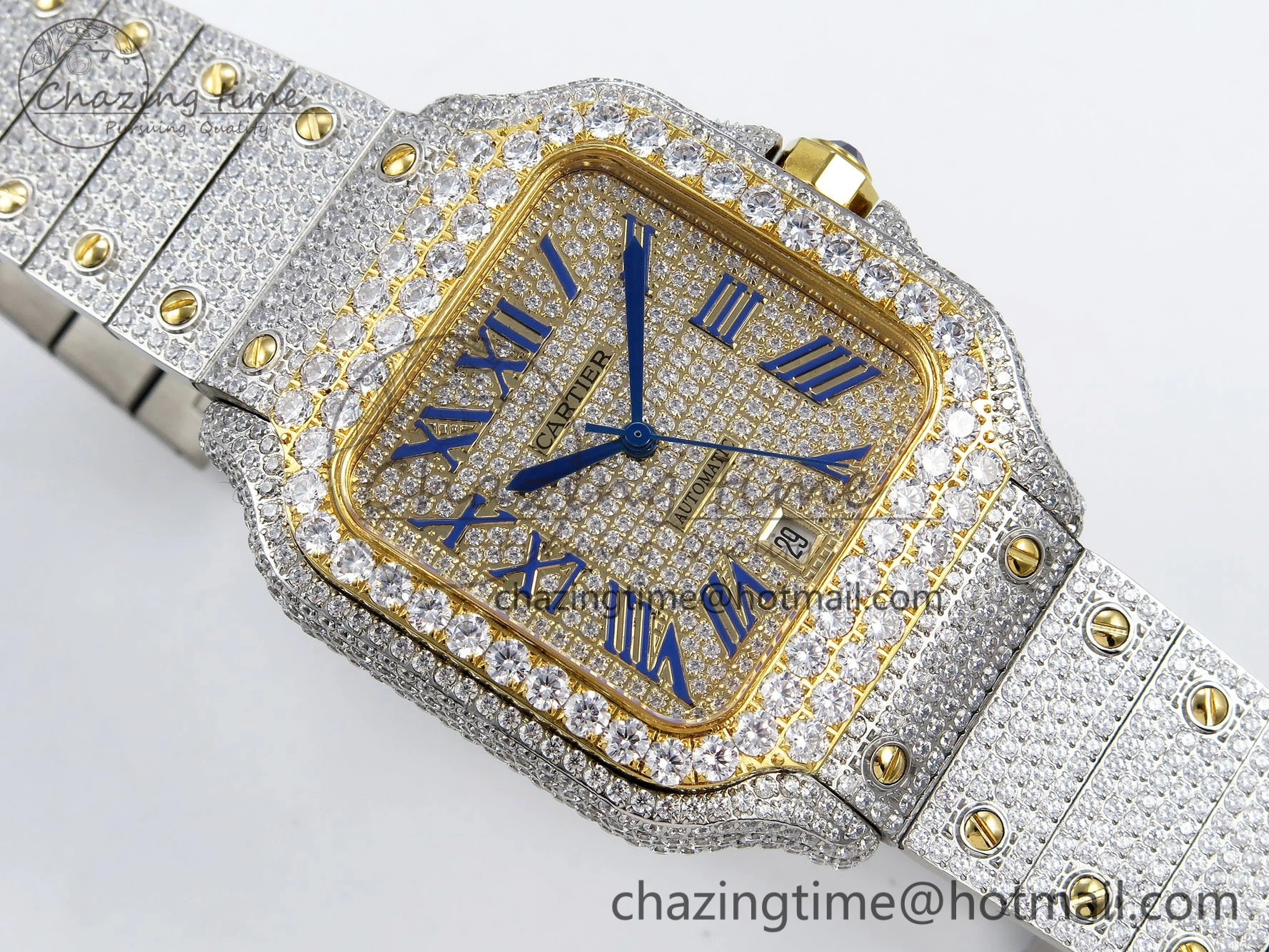 Santos De 40mm TWF 1:1 Best Edition YG Dial 904L SS YG Case and Bracelet A2824