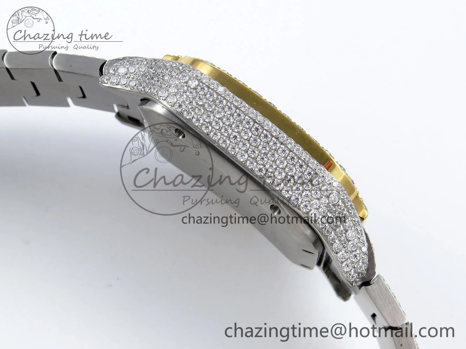 Santos De 40mm TWF 1:1 Best Edition YG Rainbow Dial 904L SS YG Case and Bracelet A2824