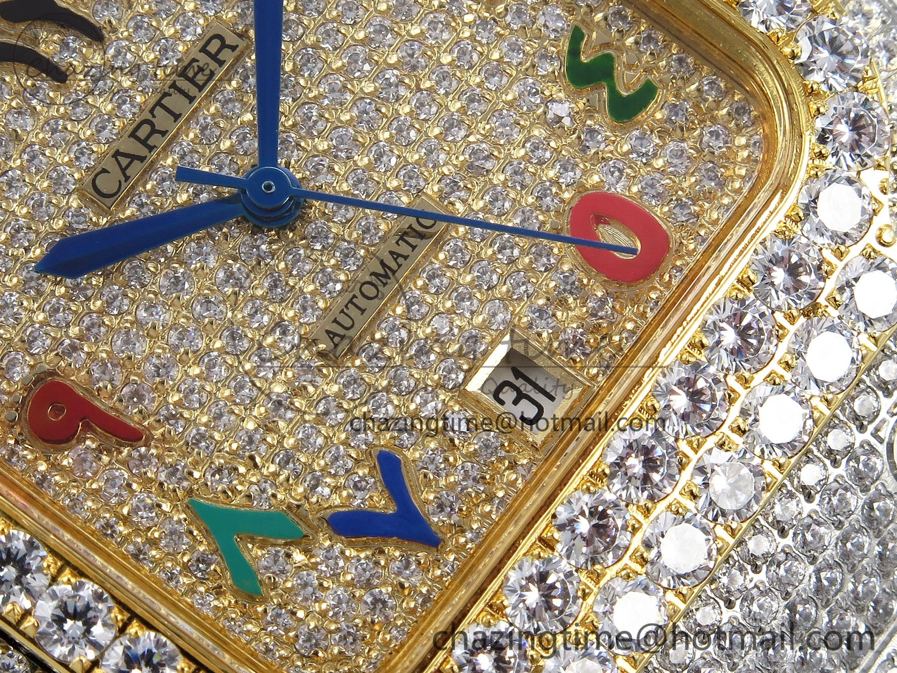 Santos De 40mm TWF 1:1 Best Edition YG Rainbow Dial 904L SS YG Case and Bracelet A2824