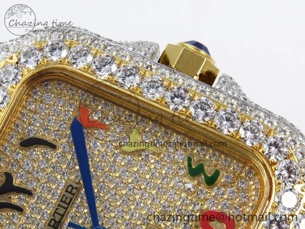 Santos De 40mm TWF 1:1 Best Edition YG Rainbow Dial 904L SS YG Case and Bracelet A2824