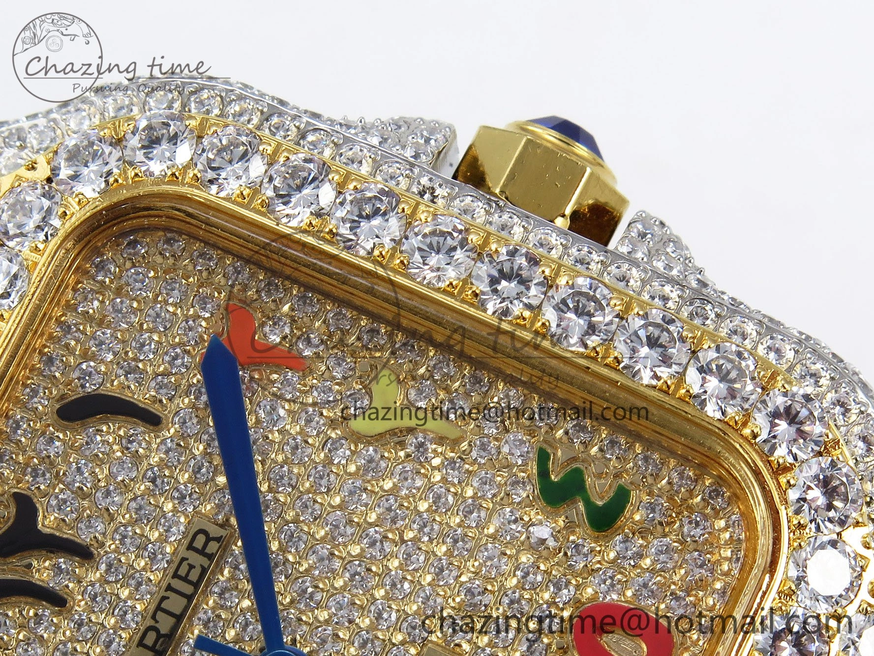 Santos De 40mm TWF 1:1 Best Edition YG Rainbow Dial 904L SS YG Case and Bracelet A2824