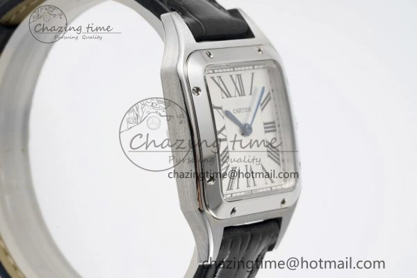 Santos Dumont 27.5mm IWSF Best Edition Silver Dial on Black Leather Strap Quartz