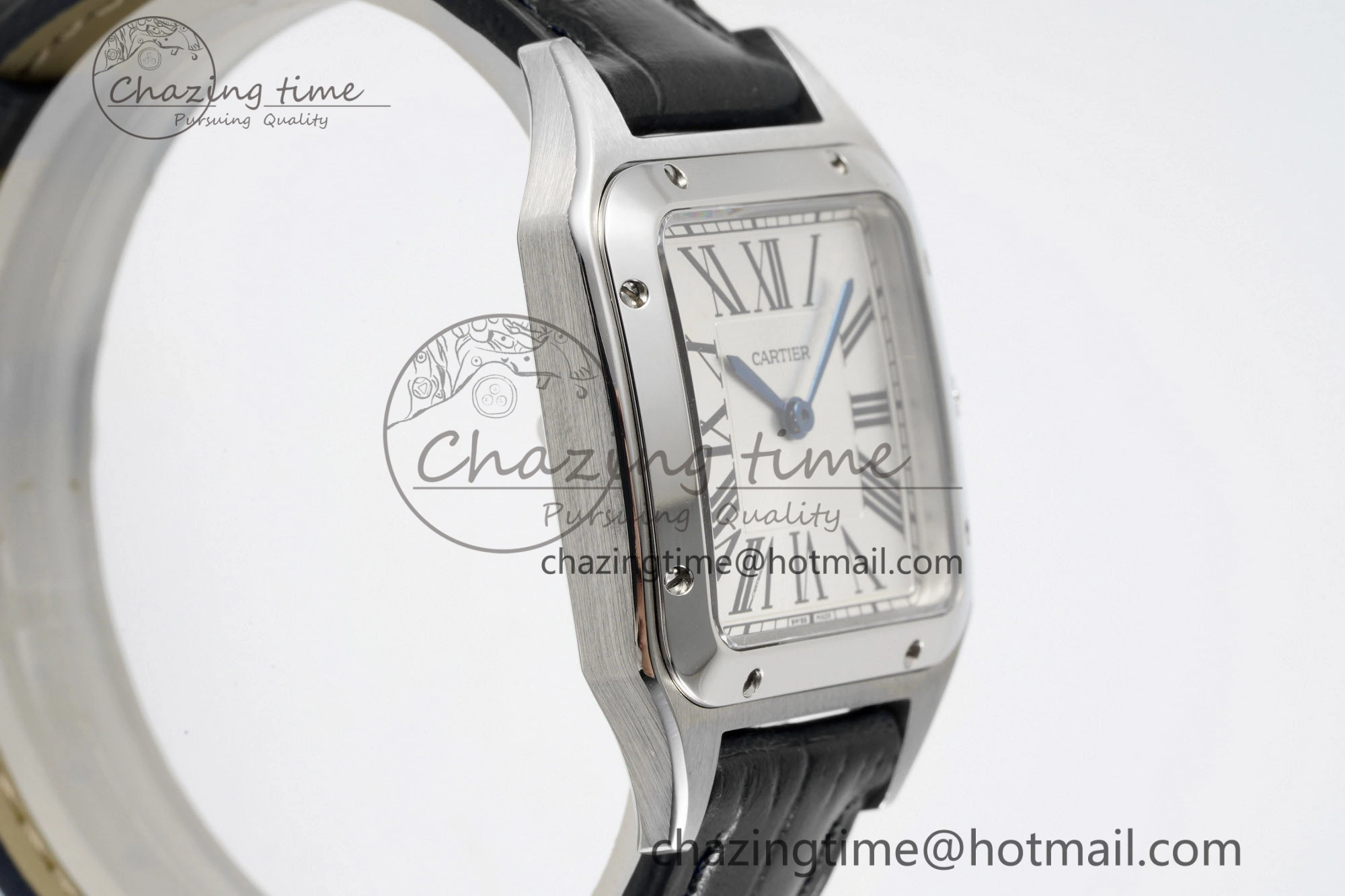 Santos Dumont 27.5mm IWSF Best Edition Silver Dial on Black Leather Strap Quartz