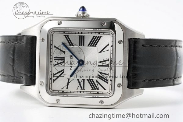 Santos Dumont 27.5mm IWSF Best Edition Silver Dial on Black Leather Strap Quartz