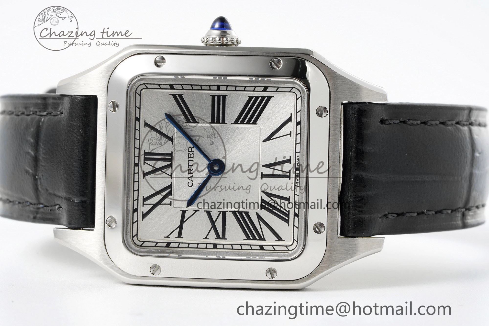 Santos Dumont 27.5mm IWSF Best Edition Silver Dial on Black Leather Strap Quartz