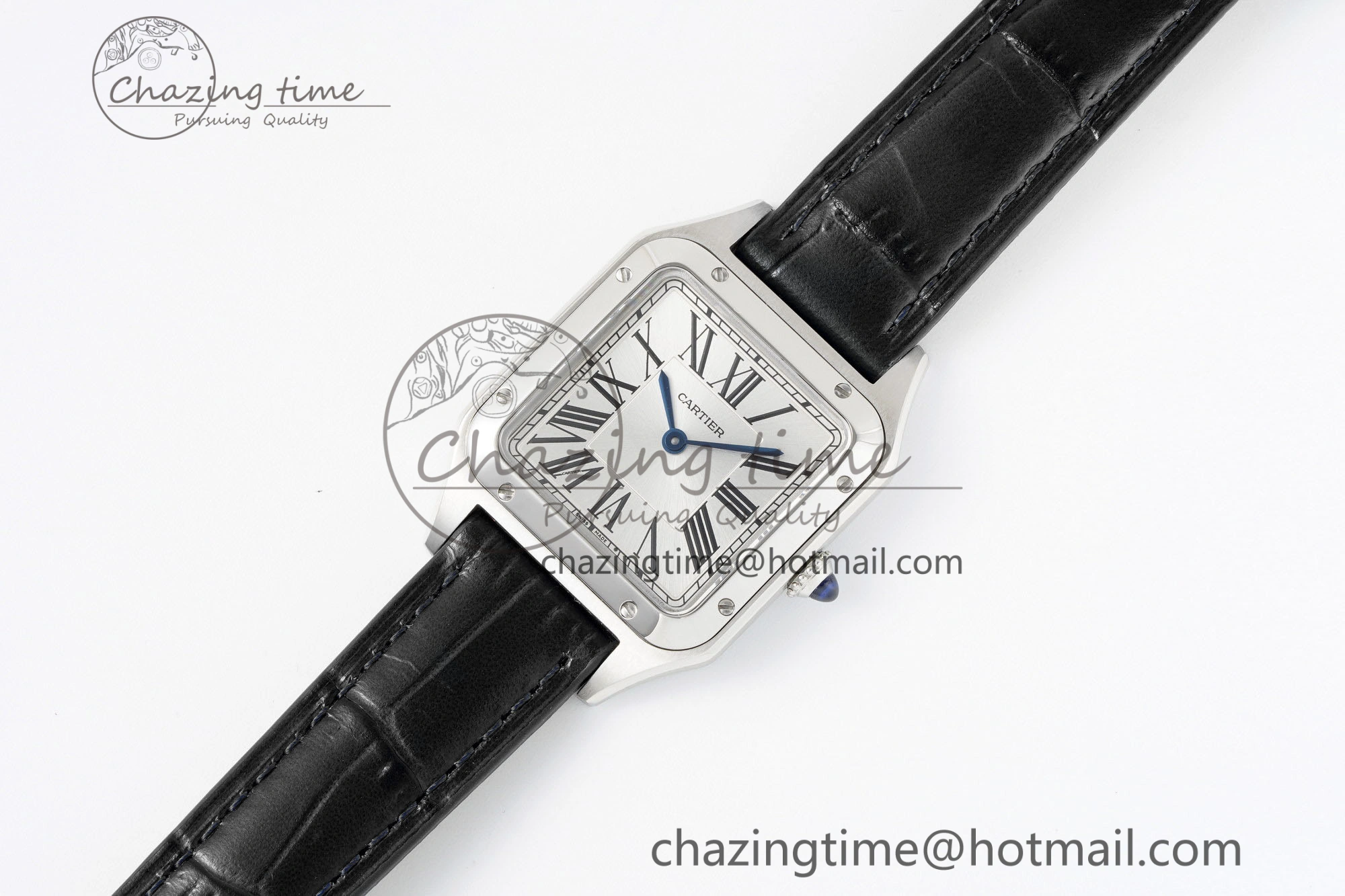 Santos Dumont 27.5mm IWSF Best Edition Silver Dial on Black Leather Strap Quartz
