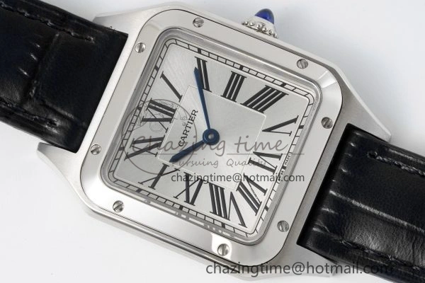 Santos Dumont 27.5mm IWSF Best Edition Silver Dial on Black Leather Strap Quartz
