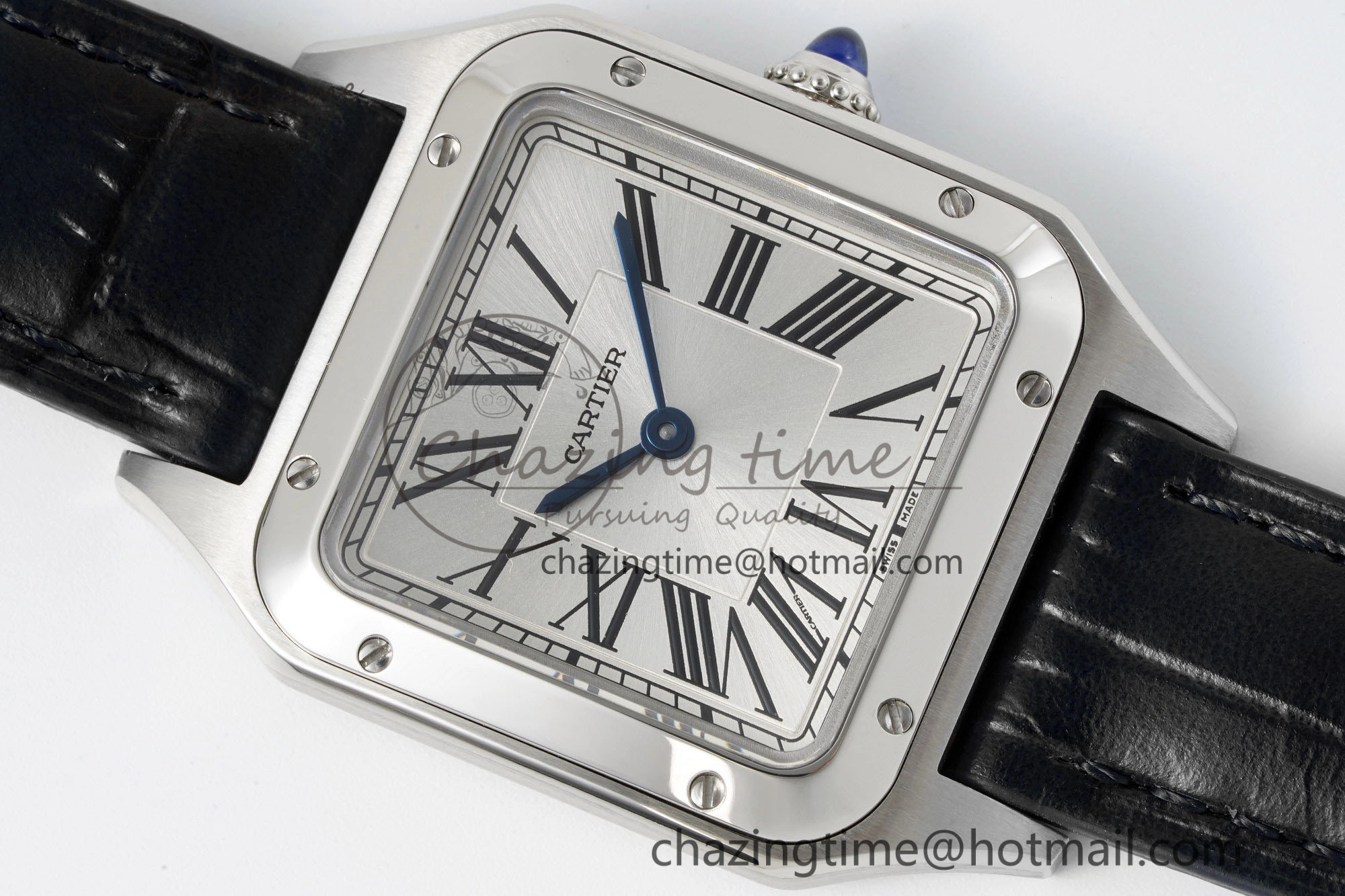 Santos Dumont 27.5mm IWSF Best Edition Silver Dial on Black Leather Strap Quartz