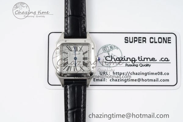 Santos Dumont 27.5mm IWSF Best Edition Silver Dial on Black Leather Strap Quartz