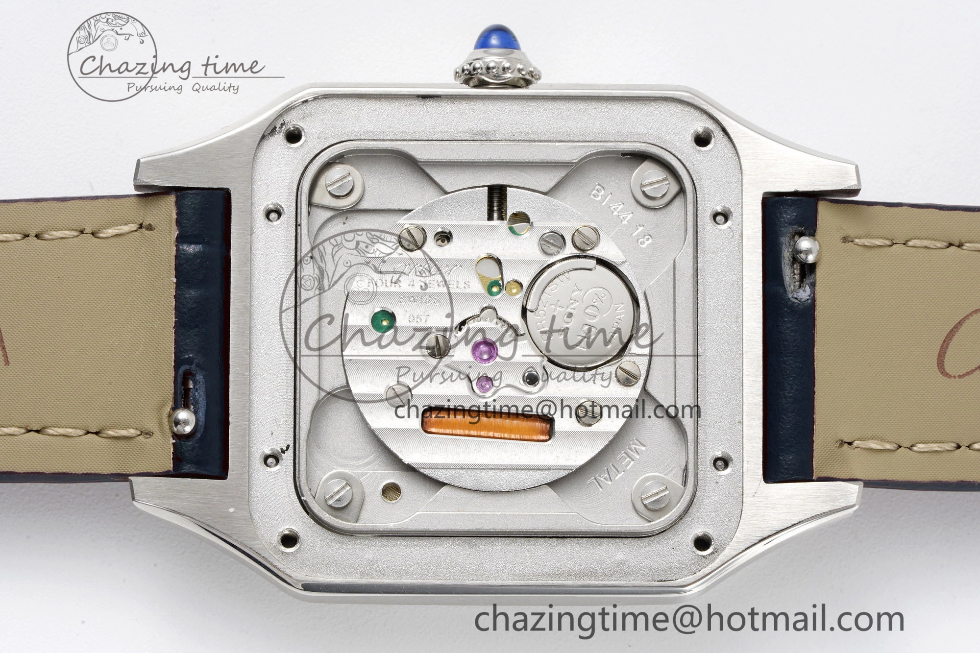 Santos Dumont 27.5mm IWSF Best Edition Silver Dial on Blue Leather Strap Quartz