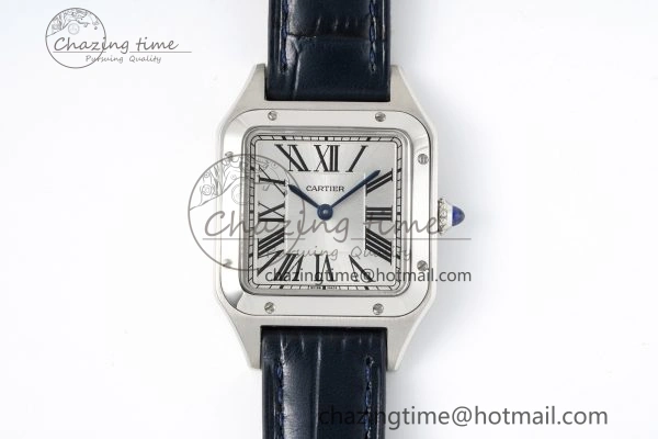 Santos Dumont 27.5mm IWSF Best Edition Silver Dial on Blue Leather Strap Quartz