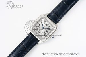 Santos Dumont 27.5mm IWSF Best Edition Silver Dial on Blue Leather Strap Quartz