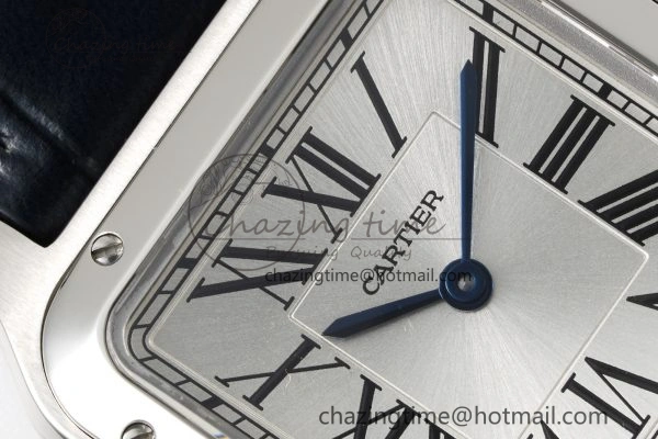 Santos Dumont 27.5mm IWSF Best Edition Silver Dial on Blue Leather Strap Quartz