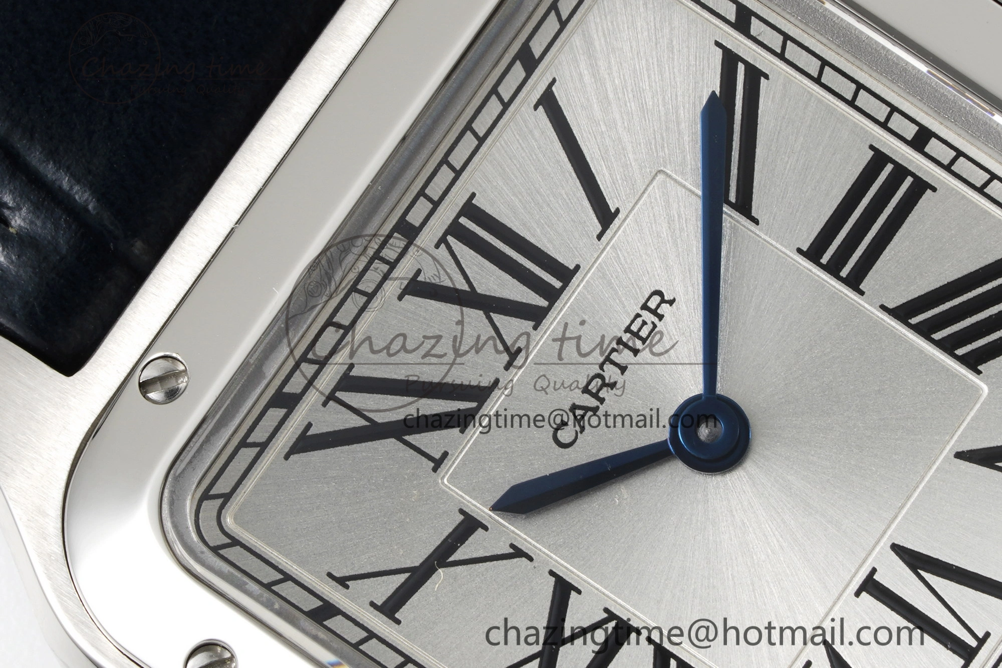 Santos Dumont 27.5mm IWSF Best Edition Silver Dial on Blue Leather Strap Quartz