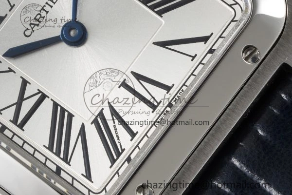 Santos Dumont 27.5mm IWSF Best Edition Silver Dial on Blue Leather Strap Quartz