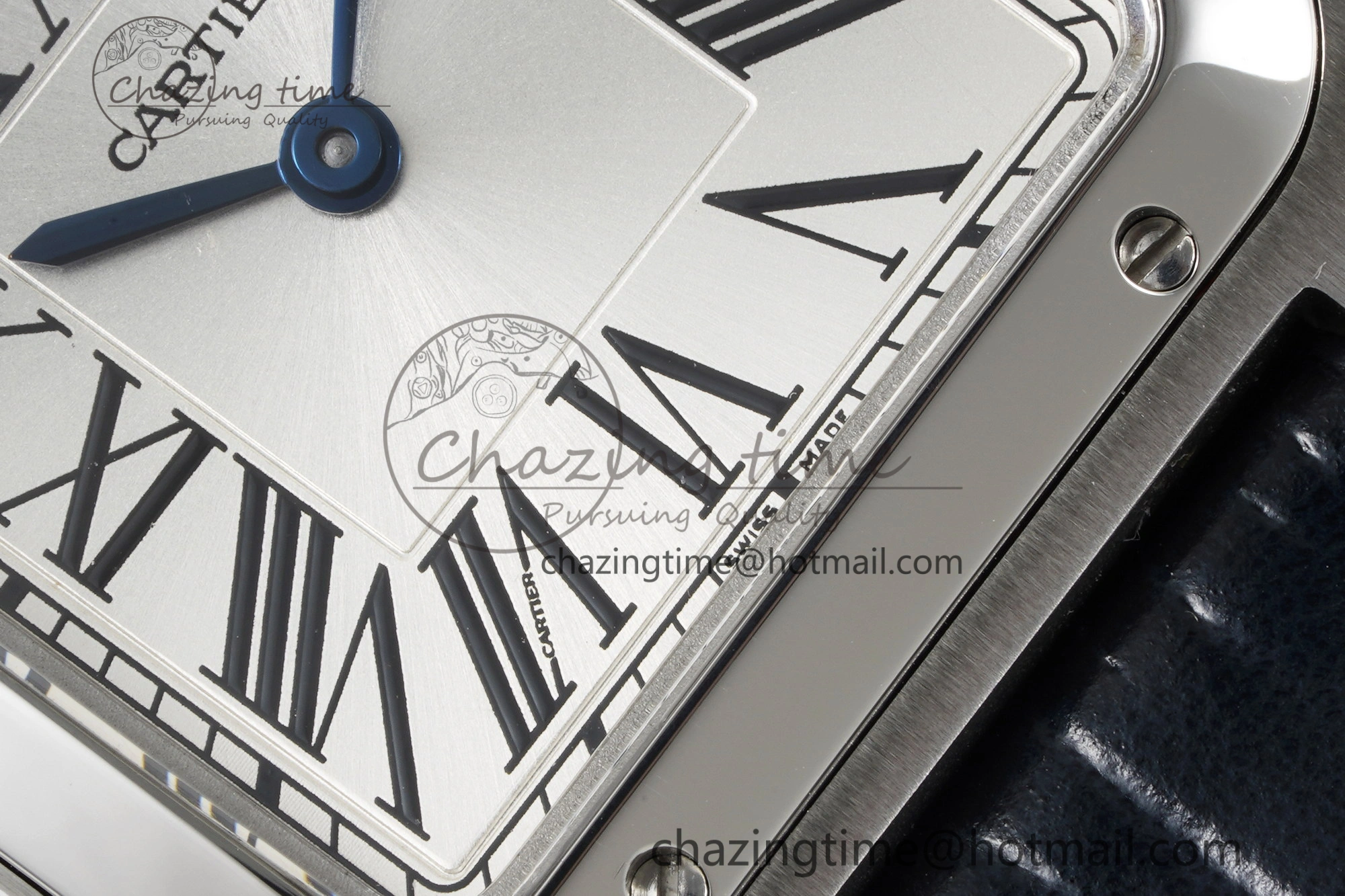 Santos Dumont 27.5mm IWSF Best Edition Silver Dial on Blue Leather Strap Quartz