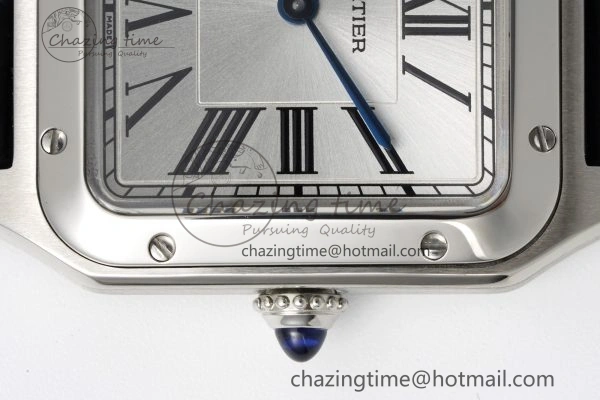 Santos Dumont 27.5mm IWSF Best Edition Silver Dial on Blue Leather Strap Quartz