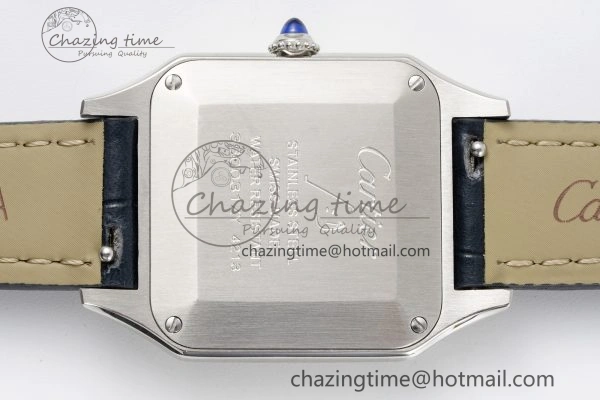 Santos Dumont 27.5mm IWSF Best Edition Silver Dial on Blue Leather Strap Quartz