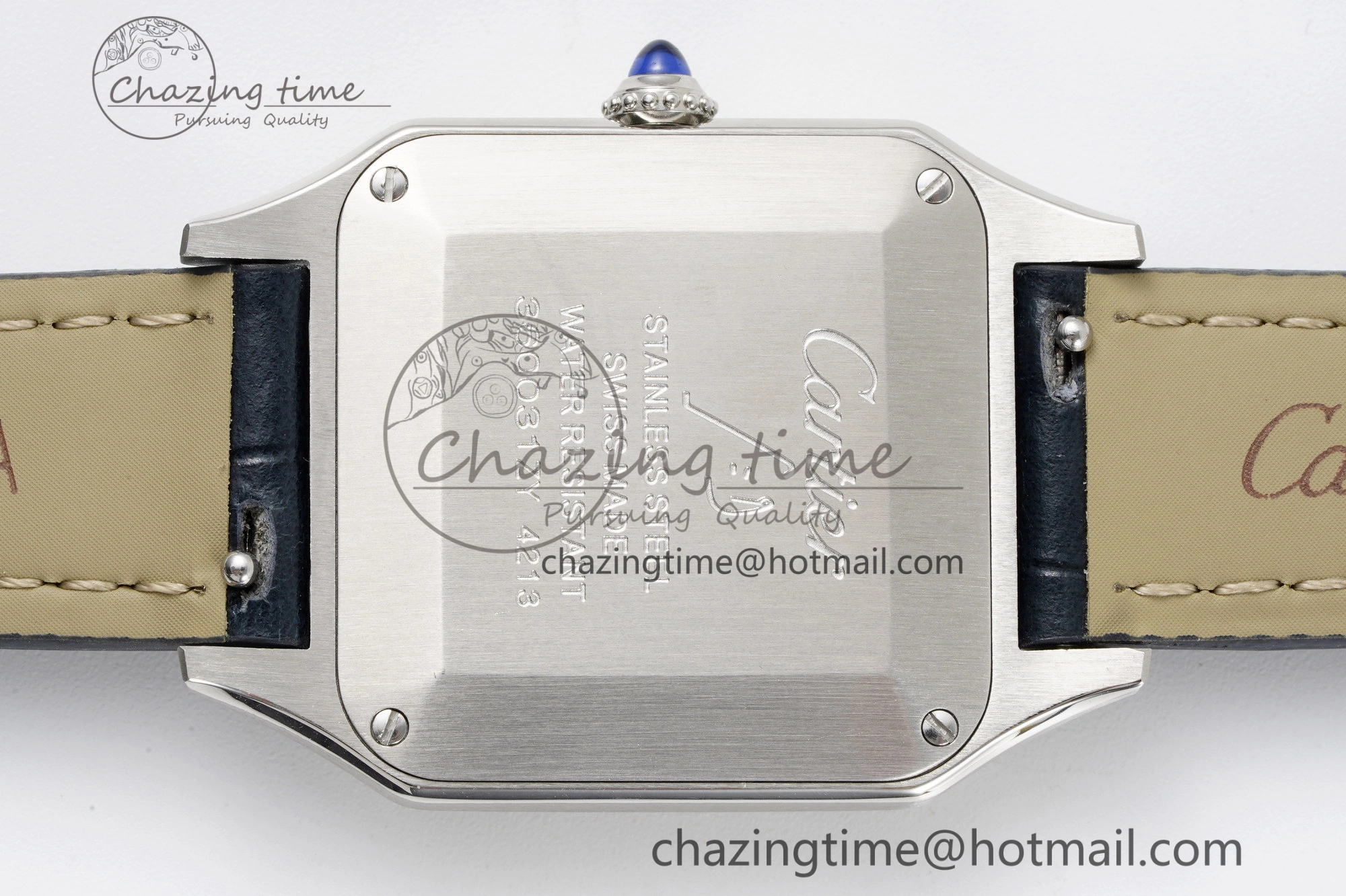 Santos Dumont 27.5mm IWSF Best Edition Silver Dial on Blue Leather Strap Quartz
