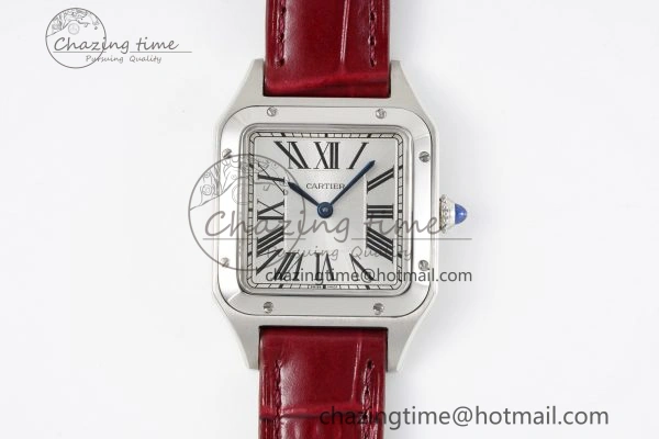 Santos Dumont 27.5mm IWSF Best Edition Silver Dial on Red Leather Strap Quartz
