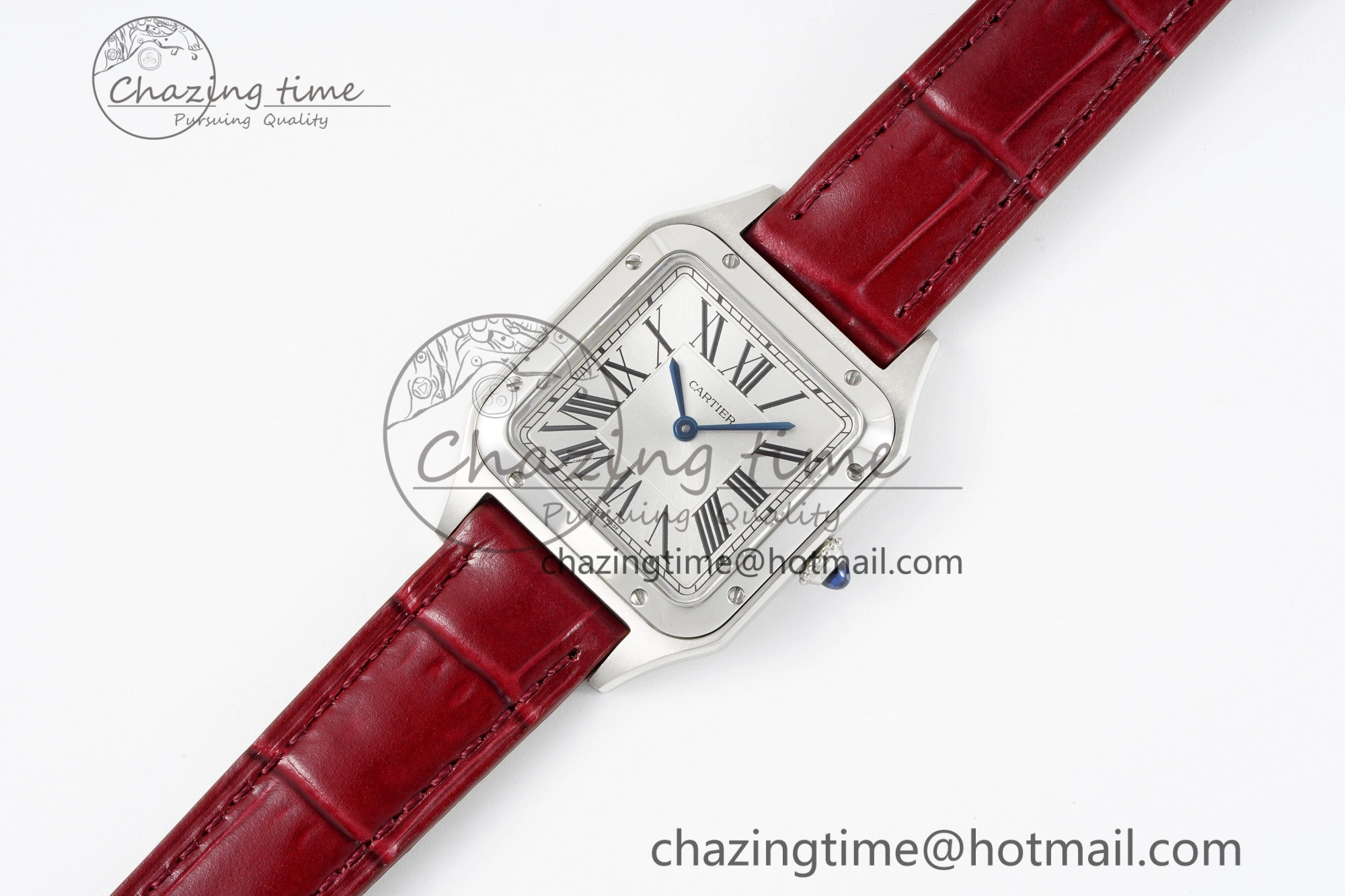 Santos Dumont 27.5mm IWSF Best Edition Silver Dial on Red Leather Strap Quartz