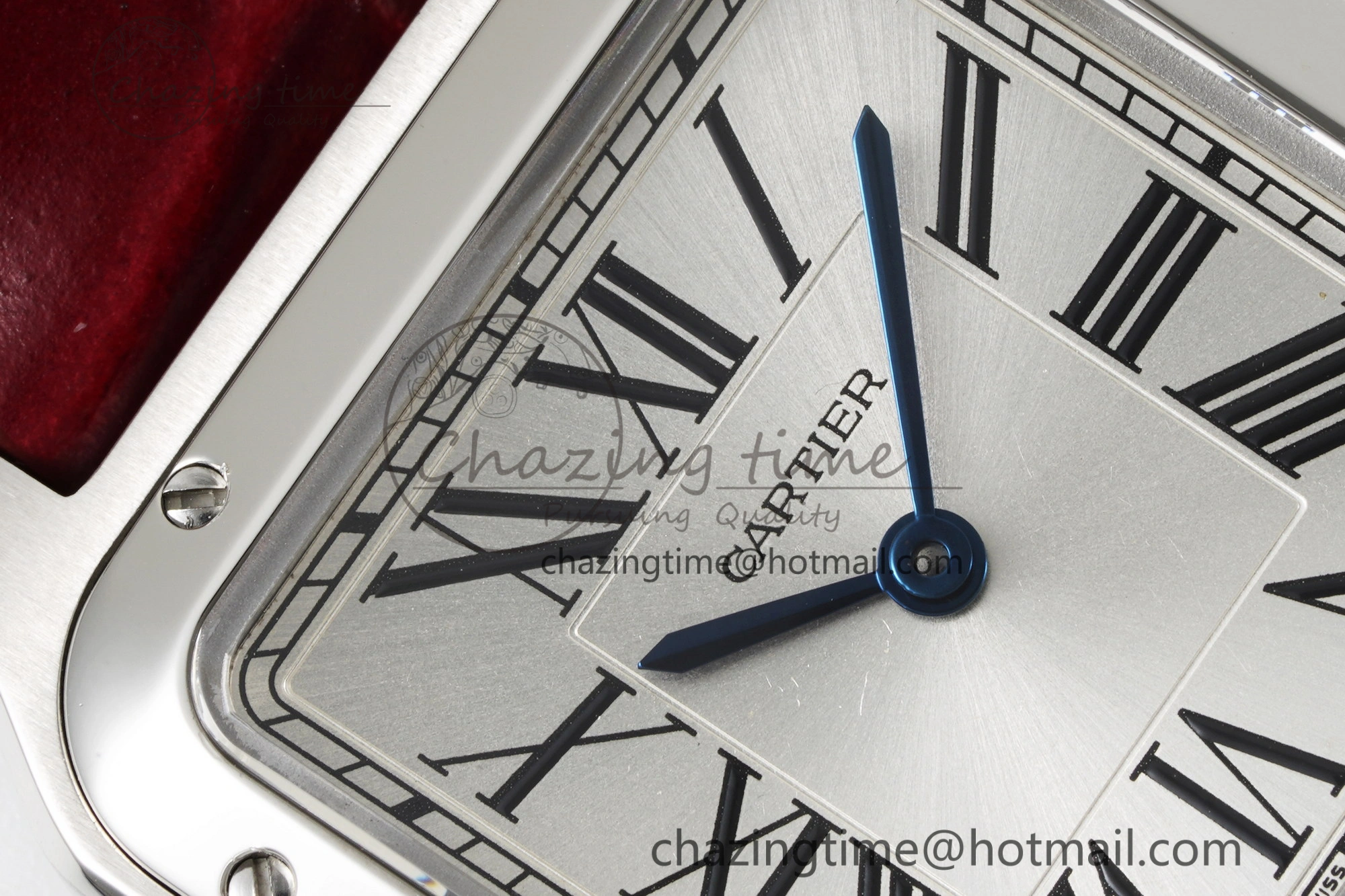 Santos Dumont 27.5mm IWSF Best Edition Silver Dial on Red Leather Strap Quartz
