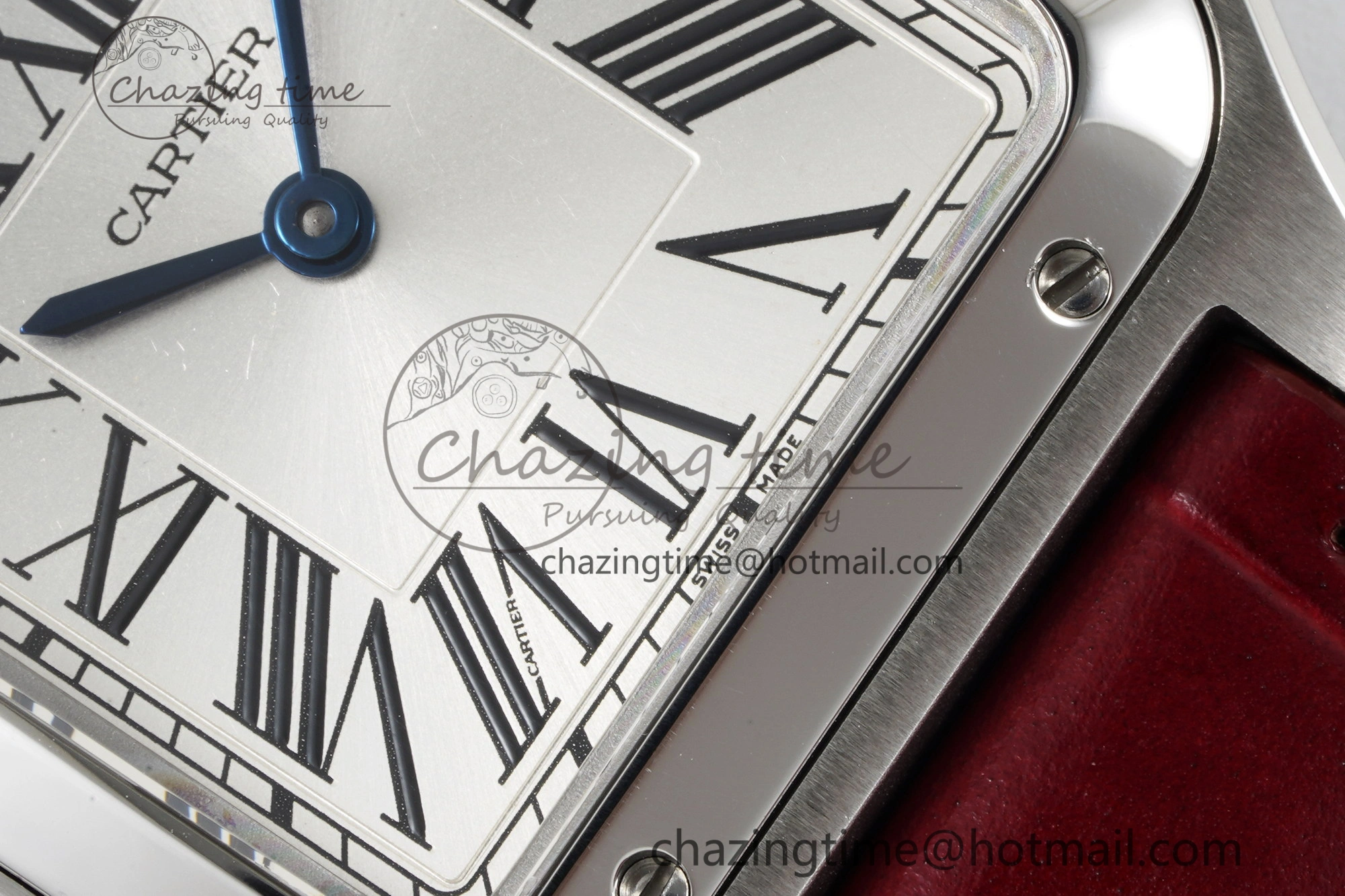 Santos Dumont 27.5mm IWSF Best Edition Silver Dial on Red Leather Strap Quartz