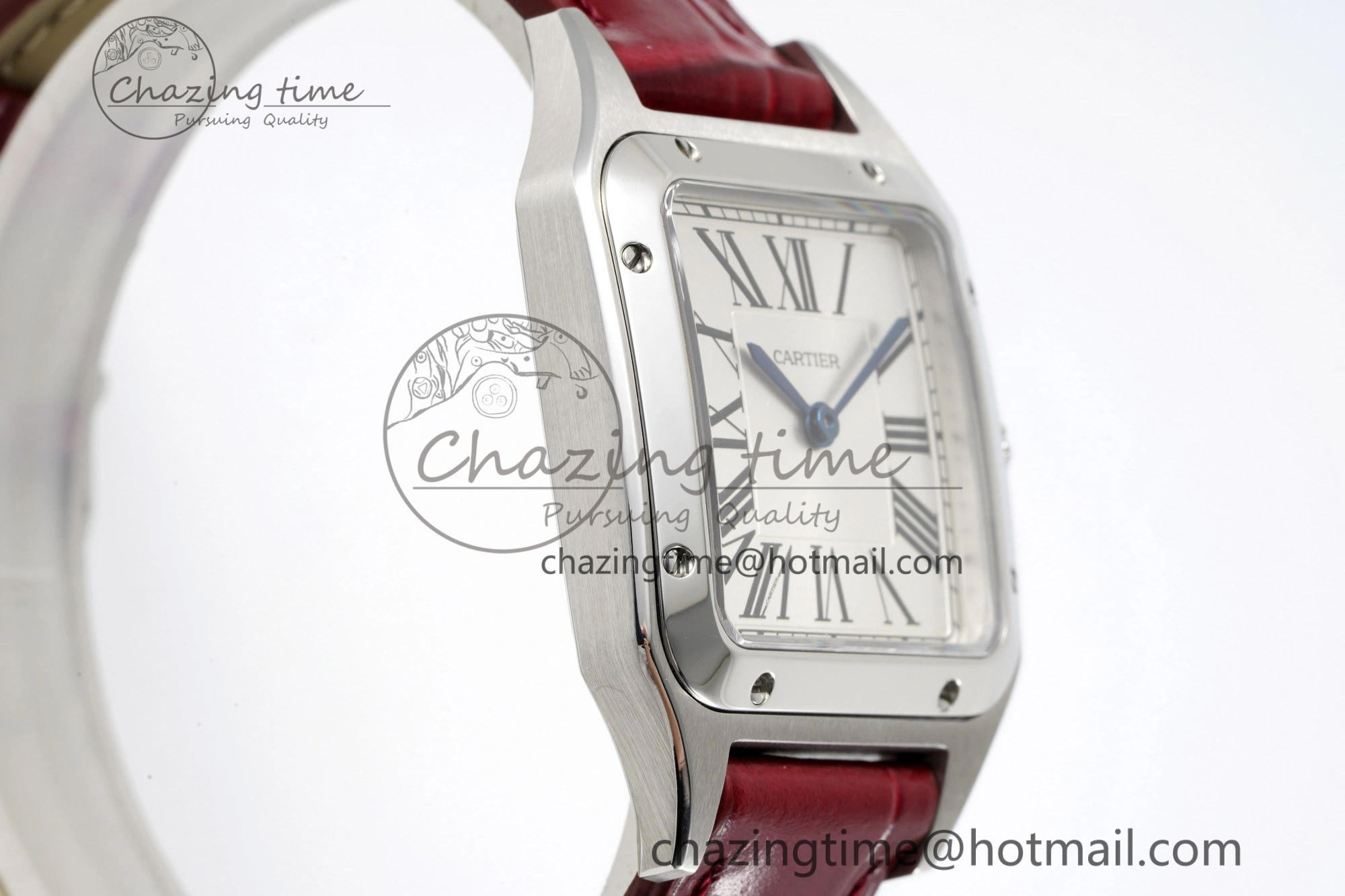 Santos Dumont 27.5mm IWSF Best Edition Silver Dial on Red Leather Strap Quartz