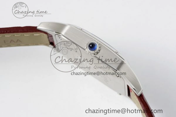 Santos Dumont 27.5mm IWSF Best Edition Silver Dial on Red Leather Strap Quartz