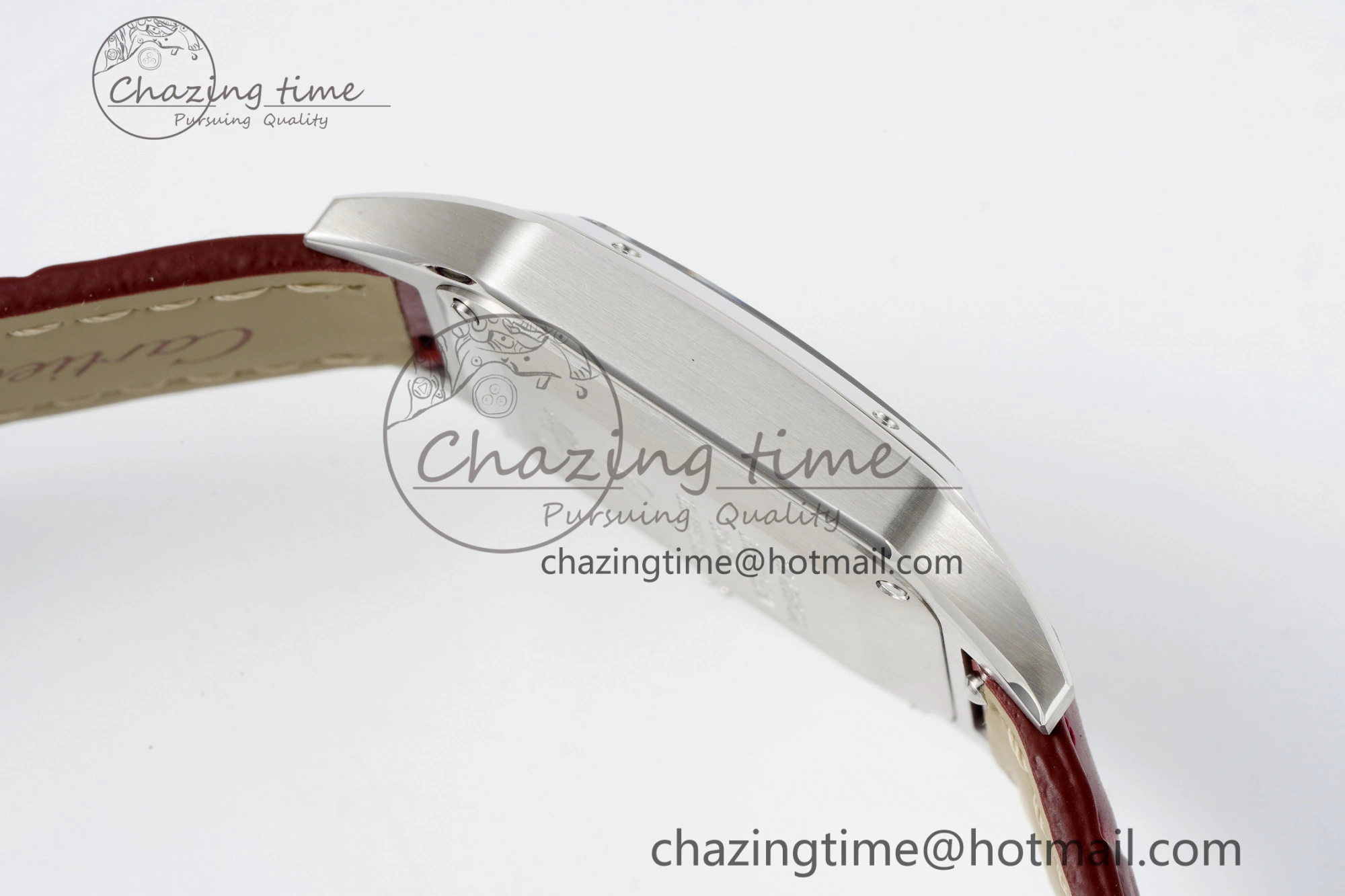 Santos Dumont 27.5mm IWSF Best Edition Silver Dial on Red Leather Strap Quartz
