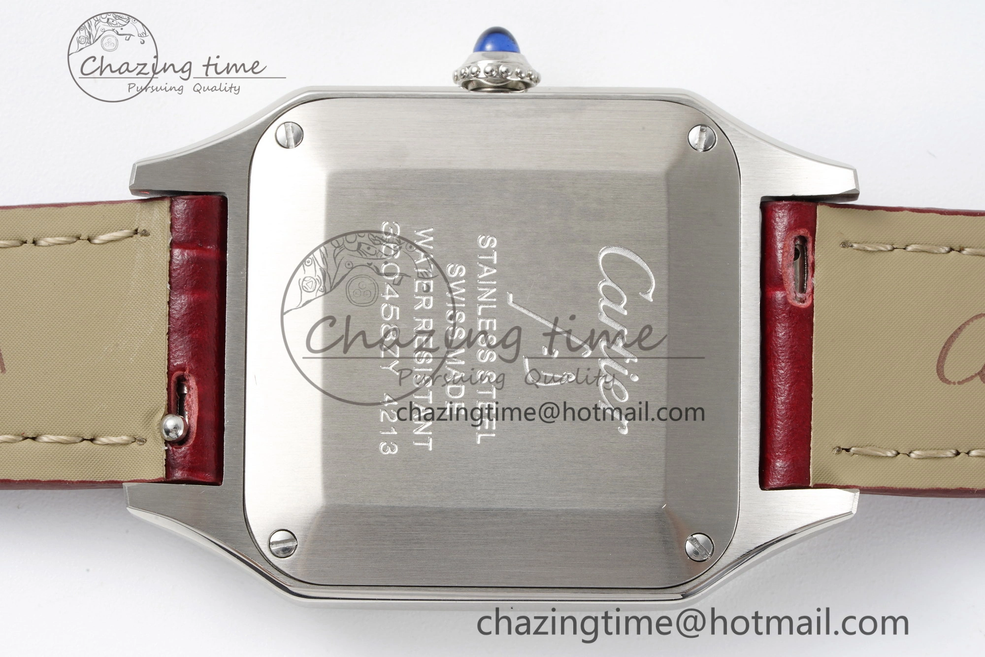 Santos Dumont 27.5mm IWSF Best Edition Silver Dial on Red Leather Strap Quartz