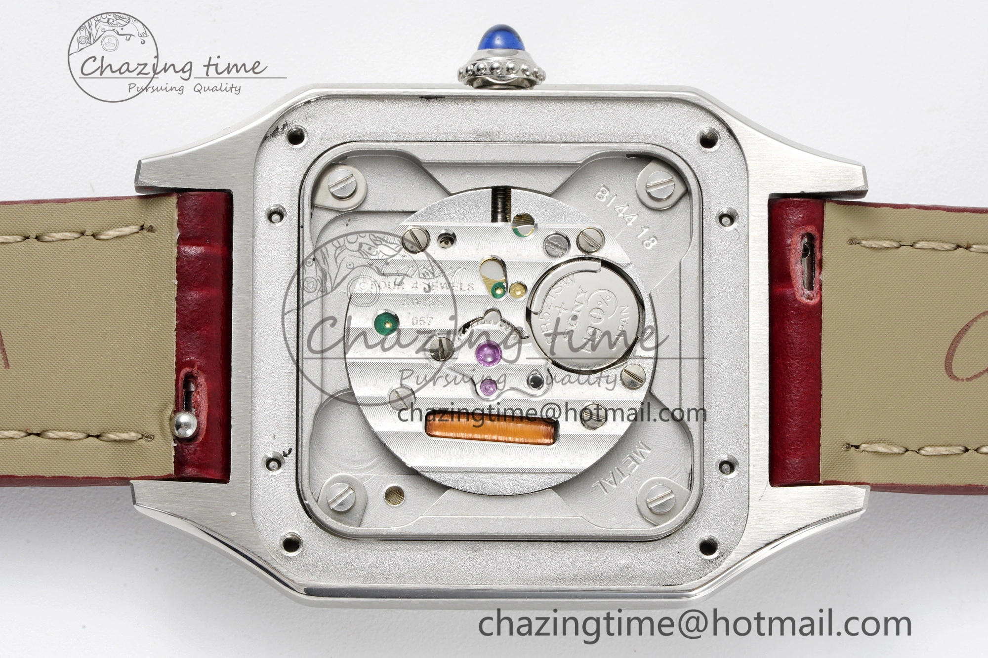 Santos Dumont 27.5mm IWSF Best Edition Silver Dial on Red Leather Strap Quartz