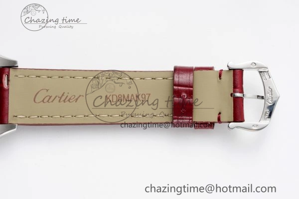 Santos Dumont 27.5mm IWSF Best Edition Silver Dial on Red Leather Strap Quartz