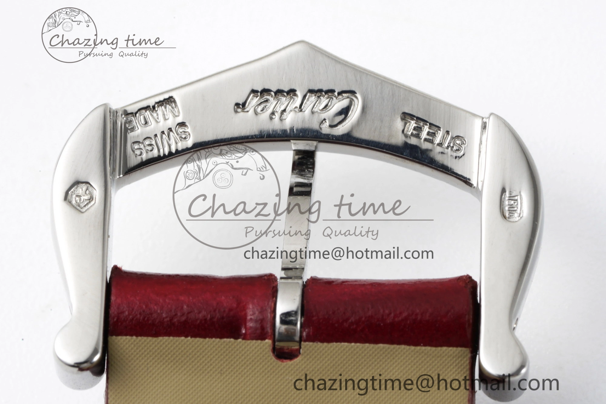 Santos Dumont 27.5mm IWSF Best Edition Silver Dial on Red Leather Strap Quartz