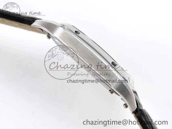 Santos Dumont 27.5mm SS AF 1:1 Best Edition Silver Dial on Black Croco Strap A157