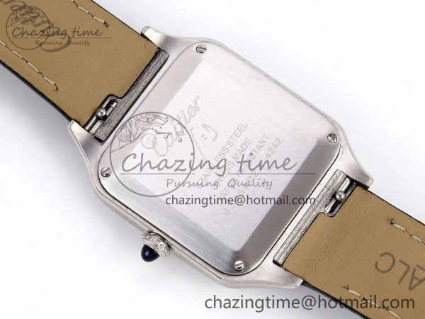 Santos Dumont 27.5mm SS AF 1:1 Best Edition Silver Dial on Black Croco Strap A157