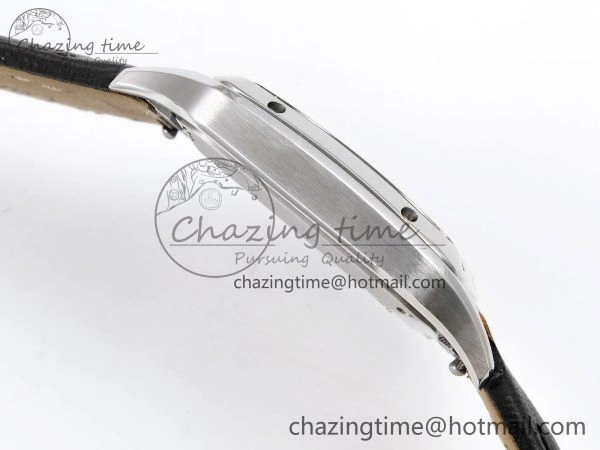 Santos Dumont 27.5mm SS AF 1:1 Best Edition Silver Dial on Black Leather Strap A157