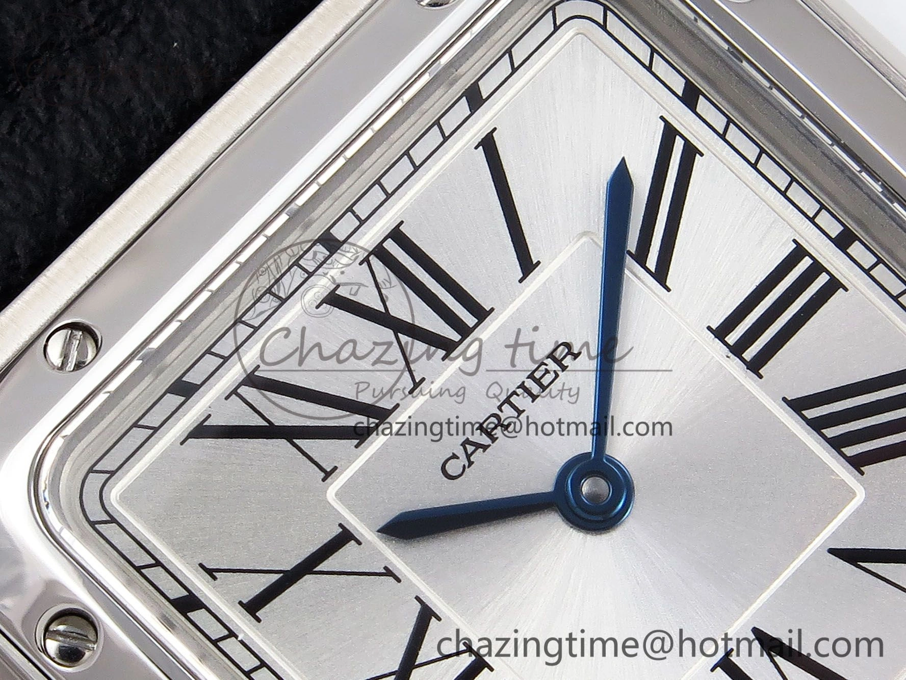 Santos Dumont 27.5mm SS AF 1:1 Best Edition Silver Dial on Black Leather Strap A157