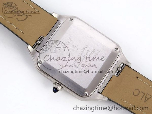 Santos Dumont 27.5mm SS AF 1:1 Best Edition Silver Dial on Black Leather Strap A157